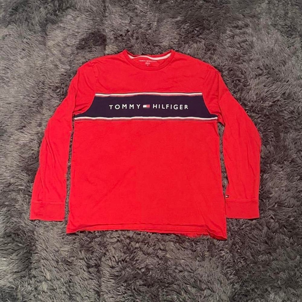 Red Tommy Hilfiger long sleeve shirt